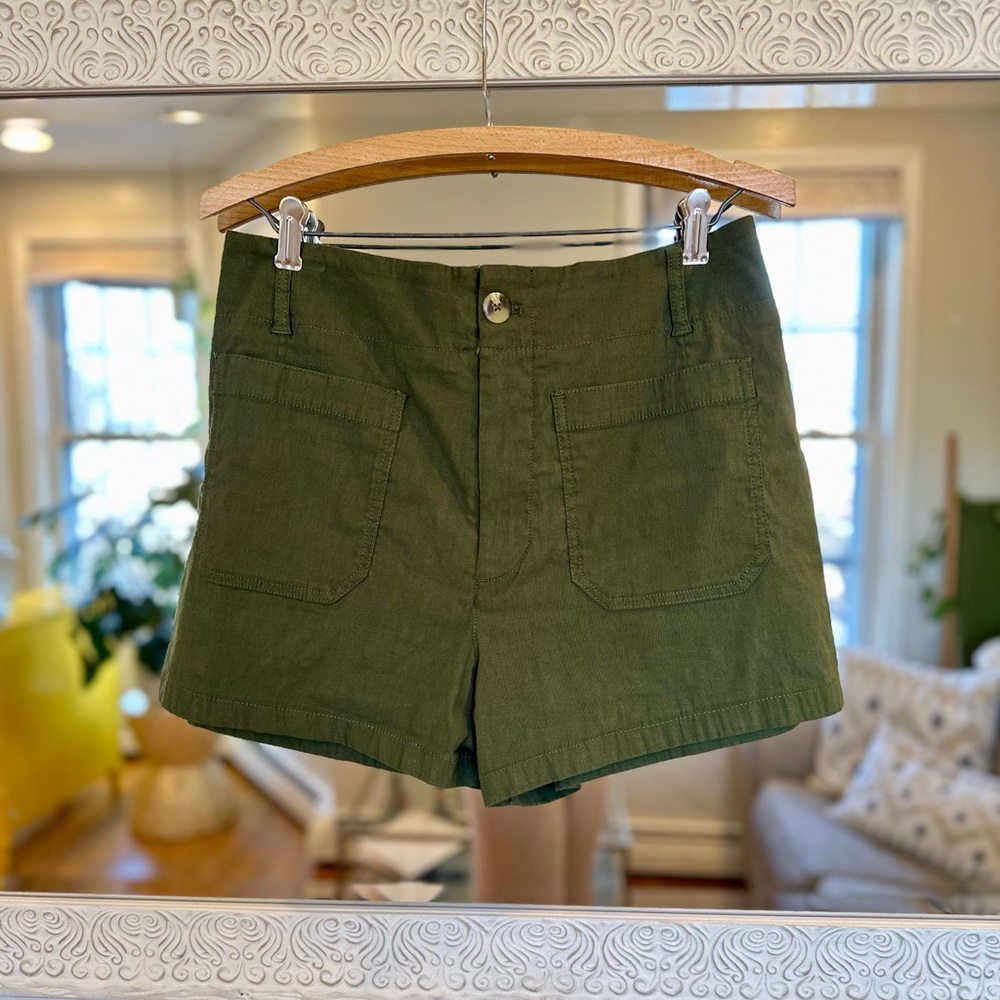 NWOT Anthropologie Maeve The Colette Dark Green High Rise Shorts w/ Stretch - 30